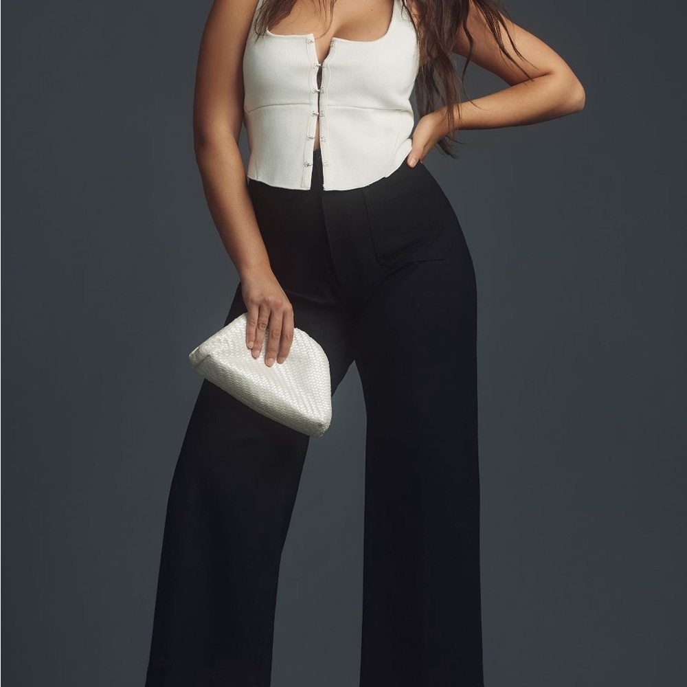 Anthropologie Maeve The Colette Wide Leg Crop pant - black